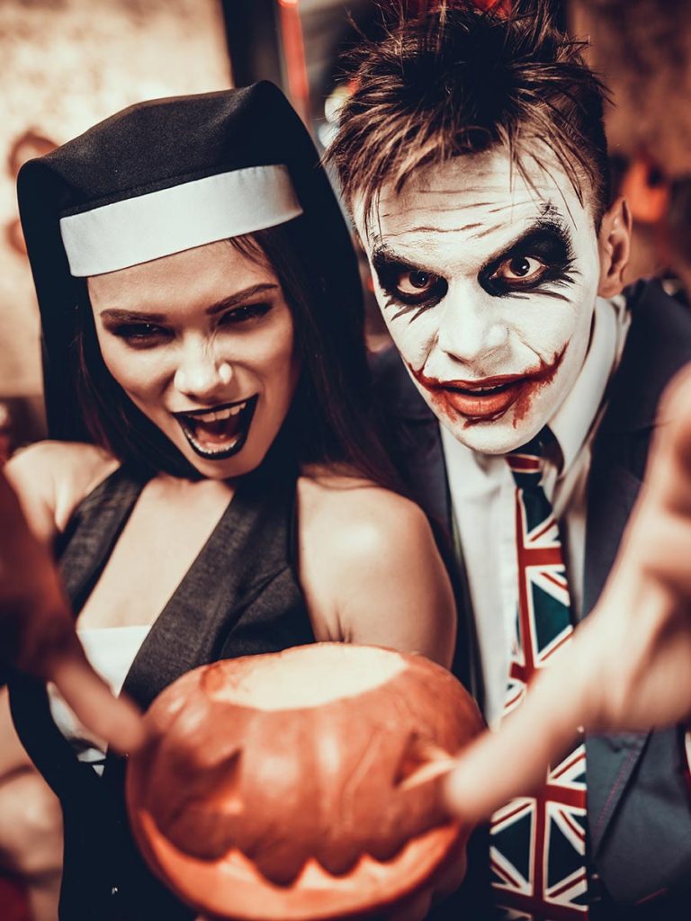 Couple dressed up at a Halloween party